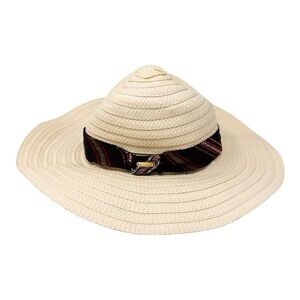 Steve Madden Women's Lucy Freyed Fabric Band Panama Hat Ivory Size OS